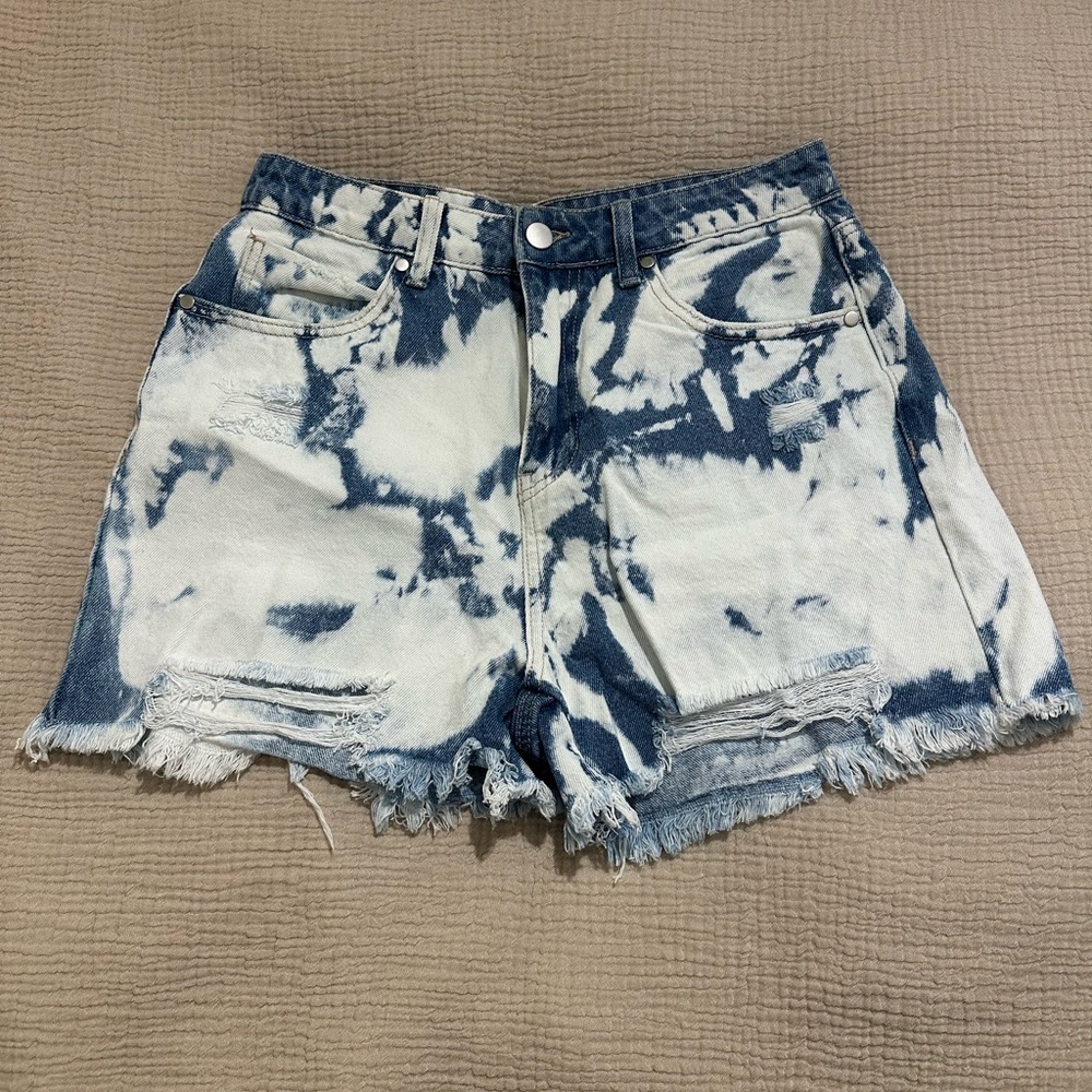 BP Blue and White Tie-Dye Jean Shorts